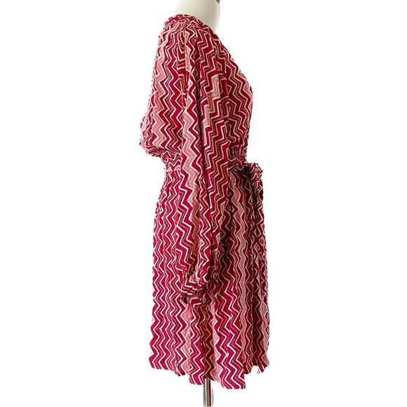 Natalie Martin Nico L/S Mini hand dyed batik wrap dress red pink size medium M - Picture 10 of 16